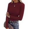 Wayleb Maglione Lavorato a Maglia da Donna, Maglioni con Collo Alto Manica Lunga Elegante Maglioncino Dolcevita Leggero Lupetto Aderente Top Primavera Autunno, Vino Rosso XXL