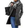 Generic Cappotto lungo da donna, casual, spesso, misto lana, con colletto rialzato, monopetto