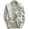 GUOCU Oversize Camicia Henley in Lino Tinta Unita Stile retrò Cinese da Uomo Collo alla Coreana Maglietta T-Shirt Leggera Aderente Casual Estiva Taglie Forti