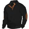PADOLA Felpa Uomo a Collo Alto con Bottoni Jacquard Maglione Elegante Manica Lunga Fit Classico Giaccone Casual Morbido Outfit Autunno Inverno(Nero,XL)