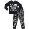 thepyjamafactory Pigiama lungo in cotone nero con scritta Can't Hear You I'm Gaming