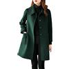 Duohropke Cappotto di lana da donna, invernale, caldo, di media lunghezza, elegante, in tweed, antivento, lunghezza al ginocchio, con bottoni, autunno e inverno