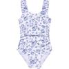 Vuncio Costume da Bagno Bambina Intero Contenitivo Elegante Carino Stampa Costume Sportivo Ragazza Spiaggia Piscina Volant Leggera Bikini Tankini 7-16 Anni (Blu-c, 15-16 Anni)