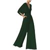 Vagbalena Tuta da Donna Sexy Profonda con Scollo a V a Vita Alta Senza Maniche Pantaloni Larghi Tascabili per Sposa Abbigliamento da Lavoro Colore Verde Taglia M