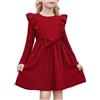 Arshiner Ragazze Abito Foglia di Loto Manica Bambini Casual Papillon Linea A Festivo Autunno Inverno Maniche Lunghe Abito per Bambine 3-8 Anni