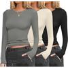 Ekouaer Thermal Maglia Termica Donna Intimo Manica Lunga Scollo Rotondo Base Layer 3pcs, S-XXL