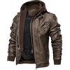 Generico Giacca Pelle Uomo Vintage Giubbotto Pelle Uomo Invernale Similpelle Bomber Moto Ecopelle Parka, S-5XL