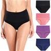 wirarpa Mutande Slip Donna Mutande in Cotone Culotte Vita Alta Cotone Contenitive Pantaloncini Shapewear Dimagrante Pacco da 4 Multicolor05 Taglia S