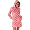 Pigiamiamoci Vestaglia Donna Invernale Pile Coral Corta Calda Morbida Cappuccio Zip Bottoni (IT, Testo, XL, Regular, Regular, SCOZZESE ROSA 937)