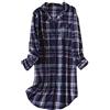 DSJJ Pigiama Donna Cotone Camicia Lunga Button Down Camicia da Notte Aperte Bottoni Davanti Pigiami (Viola, XXX-Large)