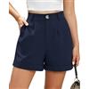 Neteson Pantaloncini Donna Lino Estivi Bermuda Short Business Casual Comodi