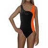 sesto senso Costume da Bagno Ragazza Sportivo Costume Intero Opaco Bimba Nero e Arancio Fluo 146 BW690 Black Orange Neon