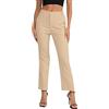 EXCHIC Donne Business Casual Elastica Vita Gamba Dritta Pantaloni con Tasche(M, Khaki)