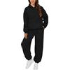 AMDOLE Tuta completa da donna UK 2 pezzi Co Ord Set Outfits Felpa con cappuccio e pantaloni della tuta Jogger Set Ladies Gym Activewear Y2k Lounge Wear, Nero , XXL
