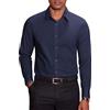 COOFANDY Camicia da Uomo a Maniche Lunghe in Cotone Anti-Piega Tinta Unita Regular Fit per Business e Tempo Libero Blu Navy XXL