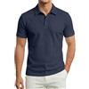 Generic Polo Bianca Uomo Polo da Golf per Uomo Classica a Maglia in Tinta Unita Traspirante Comoda Casual a Maniche Corte da Indossare Tutti i Giorni Camicia Ricamato Colletto Polsino a Costine Ufficio