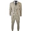 TruClothing Abito da uomo in 3 pezzi, motivo Principe di Galles, a quadri, color crema, beige, su misura, stile vintage, crema, 46