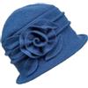 Ulalaza Cappello a Cloche in Feltro di Lana Invernale a Tesa Larga retrò con Fiore Fiocco Vintage Cappello alla Pescatora Floppy per Le Signore