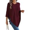 Generico Poncho da Donna Maglione con Scollo A V Maglione Lavorato A Maglia Scialle Mantella Invernale Mantella Lavorata A Maglia per Donna
