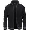 MeiLayM Uomo Invernale Cardigan con Zip Maglione Lavorato a Maglia Cappotto Stand Collare Giacca Manica Lunga in Pile Cardigans con 2 Tasche Casual Leggero Felpa Nero,M