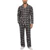 MoFiz Pigiama Uomo Cotone Lungo Invernale Pigiama da Notte con Bottoni Maniche Lunghe Morbido Pigiami Due Pezzi a Quadri Camicia Pigiama e Pantaloni con Tasche US 2XL/ EU 3XL