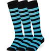 Mysocks Unisex 3 Paia di calzini al ginocchio a righe in cotone extra fine pettinato | Punta senza cuciture | Cinturino in morbido lattice