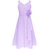 inlzdz Vestito Elegante da Ragazza Fiore Estivi Abiti Lunghi in Chiffon Festa Cerimonia Matrimonio Damigella Bambina Sposa Prima Comunione Battesimo Lanvanda 13-14 Anni