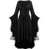 Generic Maxi abito vintage da donna, maniche a pipistrello, taglio ampio e asimmetrico, stile medievale, rinascimentale, vittoriano, gotico, per cosplay, Halloween, Carnevale, in pizzo, effetto patchwork