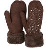 styleBREAKER Muffole donna in maglia con strass e perle,Marrone scuro