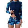 WZMYDBD Costume Intero A Maniche Corte Costumi da Piscina Donna con Cerniera Tuta da Surf con Protezione Solare Push Up Imbottito Reggiseno Controllo della Pancia Pantaloncini Spiaggia Swimsuits