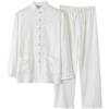 Generisch Tuta da Tai Chi da uomo, stile cinese, a maniche lunghe, in cotone e lino, camicia + pantaloni, 2 pezzi, abbigliamento tradizionale per arti marziali, traspirante, uniforme Kung Fu, set Tangzhuang per