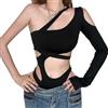 SINROYEE Sexy Bodysuit da Donna con Scollo Profondo Estivo Streetwear Outfit Gothic Tute T-Shirt a Manica Corta Senza Maniche (TAGLIA: Large)