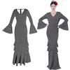 Carnavalife Vestito sevilliana Costume da Fiamminga da donna, costume da Sivigliana Zingara andaluso con pois, ideale per Fiera di Aprile e Carnevale, Nero, con pois bianchi, L-XL Alto