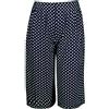 Fashion Mark Pantaloni corti da donna a 3/4 a palazzo taglie forti pantaloni corti elasticizzati in vita corta a gamba larga culottes taglia 8-26, Blu navy a pois, 44-46