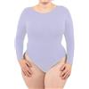 LEELA LAB Body Donna Taglie Forti Manica Lunga in Morbida Microfibra, Chiusura Regolabile, Realizzato con Tecnologia Seamless Senza Cuciture - Made in Italy (Lilac, XXXL)