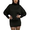 AMABILEMIA Vestito Donna Elegante Corto Nero Mini Abito Sexy a Maniche Lunghe Invernale da Sera Aderente Miniabito Inverno Discoteca AM226
