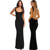 JYIXXZX Vestito Lungo Donna Sexy Maxi Abito Senza Schienale Aderente Vestito da Cerimonia Senza Maniche con Fiocco Vestiti Estate Tinta Unita Bodycon Abito da Sera per Party Cocktail Festa Discoteca