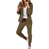 YOUYING Set blazer da donna, 2 pezzi, completo aperto sul davanti, elegante giacca e pantaloni, abbigliamento da ufficio casual da ufficio, A# Marrone, M