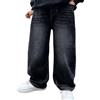 Generico Jeans Baggy Bambino Ragazzo Pantaloni in Denim a Gamba Dritta Stile Casual Vita Elastica Loose Fit Jeans Larghi Bambini Streetwear Comodi per Scuola Tempo Libero Primavera Autunno Inverno