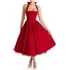 Generic Abiti da Sera e da Cerimonia, Abito Ballo Vintage con Spalle Scoperte, Abito Senza Maniche, Cocktail retrò con Scollo all'Americana