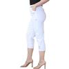 SXME MIGHT SAY Pantaloni Capri elasticizzati da donna, comodi pantaloncini estivi a 3/4 con elastico in vita, stile pull-on, taglie forti 8-24, bianco, 8-24