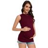 Smallshow Vestiti premaman da donna girocollo senza maniche gravidanza gilet top, Bordeaux, M