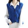 REHJJDFD Gilet da donna in maglia, maglioni morbidi senza maniche, giacca in cashmere, cappotto con tasche, gilet morbido, Blu, Taglia unica