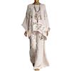 Gienslru 2 Pezzi Tuta Donna Complete Elegante Lino Estivo Boho Chic Top Kaftano Vintage e Pantaloni Gamba Larga Tute Curvy Completo Cerimonia Leggero Taglie Forti Spiaggia Vacanze Primaverile Set