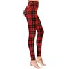 LUXLEG Vita alta 4 Way Stretch Yoga Allenamento Lunghezza alla Caviglia No Trasparente Morbido Squat Proof Leggings da donna & Inverno Premium Fur Fleece Leggings, Nero Rosso Tartan, S-M