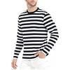 LEDING&BEST T-shirt basic girocollo da uomo a maniche lunghe/maniche corte a righe | Maglietta casual a righe collo rotondo uomo/donna cotone/spandex anti-pilling anti-scolorimento Casual Gestreiftes Top Tee