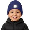 ATNKE Bambini LED Cappello con Luce Pile Foderato, USB Ricaricabile 4 LED Corsa Torcia Mani Libere Testa Lampada Invernale Calda Maglia Berretto Regali per Ragazzi e Ragazze/Light Navy Blue