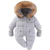 BRONG Bambino Inverno Tuta Da Neve Bambina Vello Pagliaccetti Con Cappuccio Tuta Infante Ragazzi Ragazze Caldo Cerniera Capispalla Con Guanti Grigio 9-12 Mesi