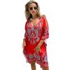 Trillion London Caftano da donna in viscosa e cotone, maxi abito copricostume da spiaggia | bikini e copricostume | abbigliamento da casa per le vacanze | UK 6 a 14, Rosso scuro, Etichettalia unica