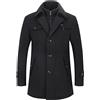 YOUTHUP Cappotto da Uomo in Lana Invernale Calda Lungo Giacca Spessa Parka Trench Coat, Nero, XS